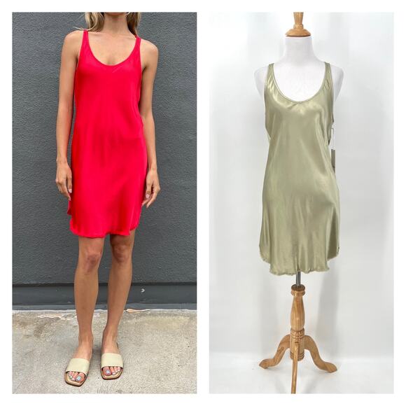 PHARAOH Tabitha Dress Womens 2 Medium Sage Green Vintage Satin Scoop Neck Slip - Picture 1 of 16